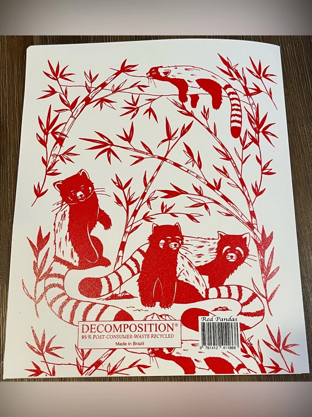Red and White Red Panda Illustration Print Folder
